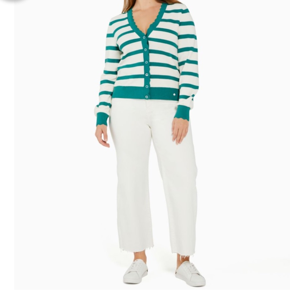 KATE SPADE Striped Scalloped Cardigan - Picture 4 of 16